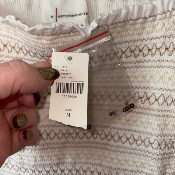 NWT Anthropologie White Embroidered Puff Sleeve Square Neck Top Medium - Picture 7 of 8